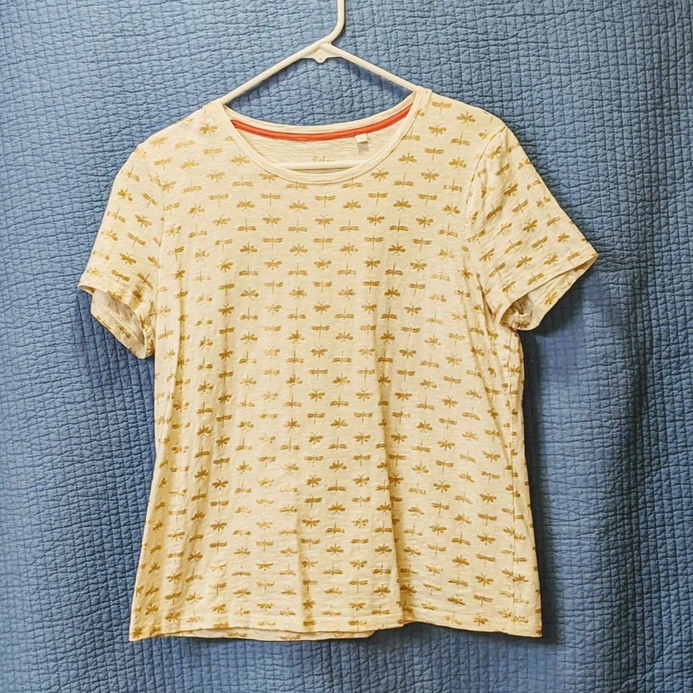 Boden Cream & Gold Dragonfly T Shirt